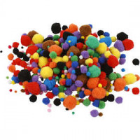 Pompoms, D: 5-40 mm, approx. 150 pc, 42 g, asstd colours [HOB-518900]