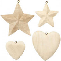 Hearts & Stars, 4 pcs, paulownia [HOB-544420]