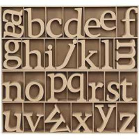 Wooden Letters, H: 8 cm, thickness 2 cm, 112 pcs, MDF [HOB-56266]