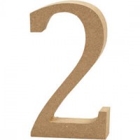 Number, 2, H: 8 cm, thickness 1,5 cm, MDF, 1pc