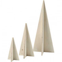 Christmas Tree / Cone, H: 10+15+25 cm, D: 10+7+5 cm, 3 pcs, plywood [HOB-56412]