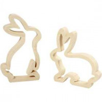 Bunnies, H: 14 cm, W: 13 cm, plywood, 2pcs, depth 2 cm