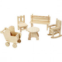 Mini Furniture, H: 5,8-10,5 cm, plywood, 50pcs