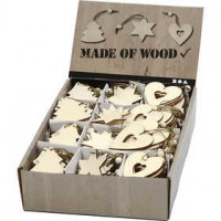 Wooden Ornament, size 6 cm, thickness 3 mm, 200 pcs [HOB-56741]