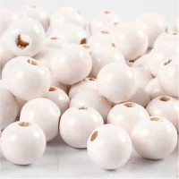 Wooden Beads, D: 10 mm, hole size 3 mm, 20 g, white [HOB-570592]