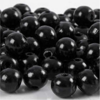 Wooden Beads, D: 10 mm, hole size 3 mm, 20 g, black [HOB-570595]