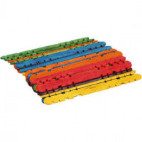 Wooden construction sticks, L: 11.4 cm, W: 10 mm, 30 pcs, asstd. colours [HOB-579980]