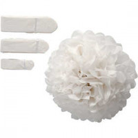 Tissue Pompons, D: 20+24+30 cm, 14 g, 3 pcs, white [HOB-590001]
