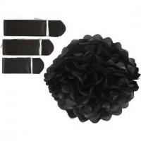 Tissue Pompons, D: 20+24+30 cm, 16 g, 3 pcs, black [HOB-590002]