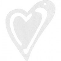Heart, size 55x45 mm, thickness 2 mm, 10 pcs, white [HOB-599101]
