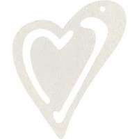 Heart, size 55x45 mm, thickness 2 mm, 10 pcs, off-white [HOB-599121]