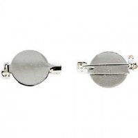 Brooch Backs, D: 20 mm, silver-plated, 5pcs
