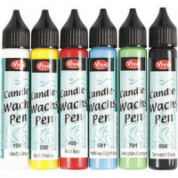 Candle Pen, 6x25 ml, bold colours [HOB-73512]