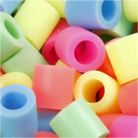 Fuse Beads, size 10x10 mm, hole size 5,5 mm, pastel colours, jumbo, 2450mixed