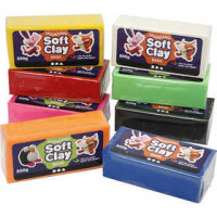 Soft Clay, size 13x6x4 cm, 8x500 g, asstd. colours [HOB-78695]
