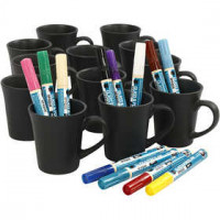 Black mugs painting, opaque,  36 pc, 1set [HOB-97382]