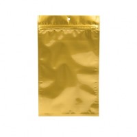 Gold Metallized Hanging Zipper Barrier Bags 10.2 x 16.5 cm (100 Pieces) [HZBB5MG]
