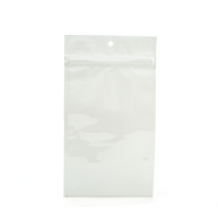 White Metallized Hanging Zipper Barrier Bags 10.2 x 16.5 cm (100 Pieces) [HZBB5MW]