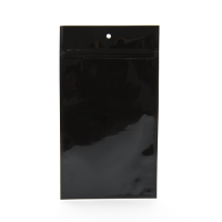 Black Metallized Hanging Zipper Barrier Bags 10.2 x 16.5 cm (100 Pieces) [HZBB5MB]