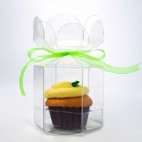 Plastic Gift Boxes for 1 Cupcake Flower Top 9.5x9.5x10.2cm (100 pieces) [CBS212]