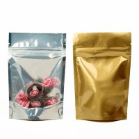 Stand Up Pouches Transparent/Gold 23x12x34.5cm | 907 grams (100 pieces) [ZBGG6]