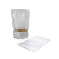Stand Up Pouches Rice Paper Silver with Window 17.1x8.9x28.6cm | 340 grams (100 pieces) [ZBGR4S]