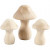 Wooden Mushrooms, size 4,5+6,5 cm, D: 3,3+4,5 cm, poplar wood, 3pcs
