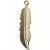 Feather, size 10x45 mm, hole size 2 mm, gold-plated, 2pcs
