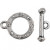 Toggle Clasp, D: 17 mm, L: 20 mm, 1 set, antique silver [HOB-63267]