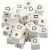 Letter Bead, size 8x8 mm, hole size 3 mm, 25 pcs, white, grass wood [HOB-68954]