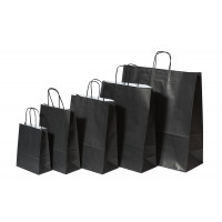 Paper Carrier Bags Black 22+10x31cm Kraft 90 grams (50 pieces) [PAM2231BK]