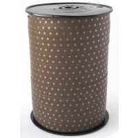 Curling Ribbon with Dots Brown 10 mm x 225 mtr (1 roll) [HV-PLS10BR]
