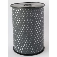 Curling Ribbon with Dots Grey 10 mm x 225 mtr (1 roll) [HV-PLS10GR]