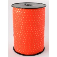 Curling Ribbon with Dots Orange 10 mm x 225 mtr (1 roll) [HV-PLS10OR]