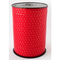 Curling Ribbon with Dots Red 10 mm x 225 mtr (1 roll) [HV-PLS10R]