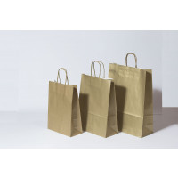 Paper Carrier Bags Gold 32+12x41cm Kraft 100 grams (50 pieces) [PAM3241GO]