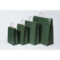 Paper Carrier Bags dark Green 22+10x31cm Kraft 90 grams (50 pieces) [PAM2231DKGR]