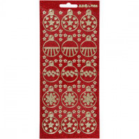 Stickers, sheet 10x23 cm, 1 sheet, gold, red glitter [HOB-170051]
