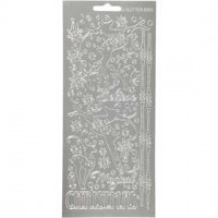 Stickers, sheet 10x23 cm, 1 sheet, silver [HOB-170109]