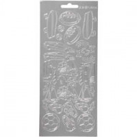 Stickers, sheet 10x23 cm, 1 sheet, silver [HOB-170233]