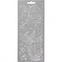 Stickers, sheet 10x23 cm, 1 sheet, silver [HOB-170257]