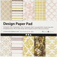 Design Paper Pad, sheet 15.2x15.2 cm, 120 g, 50 sheets, green, rose [HOB-225911]