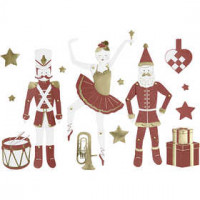 Jumping jacks, H: 10-165 mm, 300 g, 2 sheets, white, gold, red [HOB-22594]