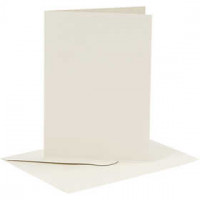 Cards and Envelopes, card size 10.5x15 cm, envelope size 11.5x16.5 cm, 6 sets, off-white [HOB-23011]