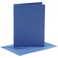 Cards and Envelopes, card size 10.5x15 cm, envelope size 11.5x16.5 cm, 6 sets, blue [HOB-23014]