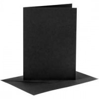 Cards and Envelopes, card size 10.5x15 cm, envelope size 11.5x16.5 cm, 6 sets, black [HOB-23020]