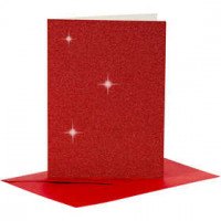 Cards and Envelopes, card size 10.5x15 cm, envelope size 11.5x16.5 cm, 4 sets, red [HOB-23025]