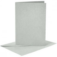Cards and Envelopes, card size 10,5x15 cm, envelope size 11,5x16,5 cm, silver, mother of pearl, 4sets [HOB-23031]