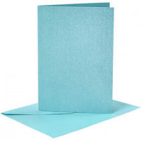 Cards and Envelopes, card size 10,5x15 cm, envelope size 11,5x16,5 cm, blue, mother of pearl, 4sets [HOB-23034]