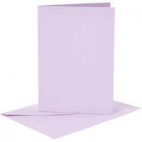 Cards and Envelopes, card size 10.5x15 cm, envelope size 11.5x16.5 cm, 6 sets, light lilac [HOB-23105]